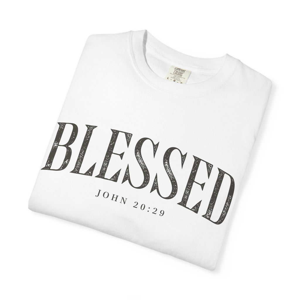 Blessed Christian T-Shirt — 'BLESSED' with John 20:25 Scripture Tee