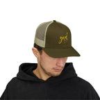 God Script Trucker Cap — Gold Sparkle Faith Snapback