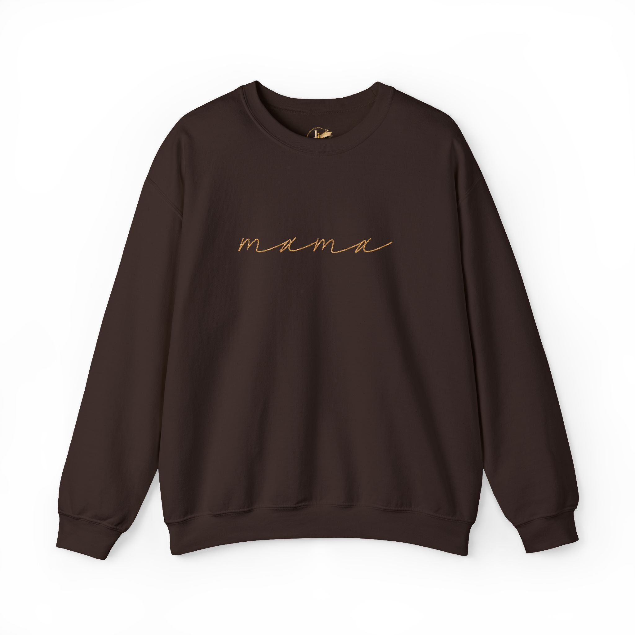 Mama Embroidery Crewneck Sweatshirt — Minimal Rose Gold Script