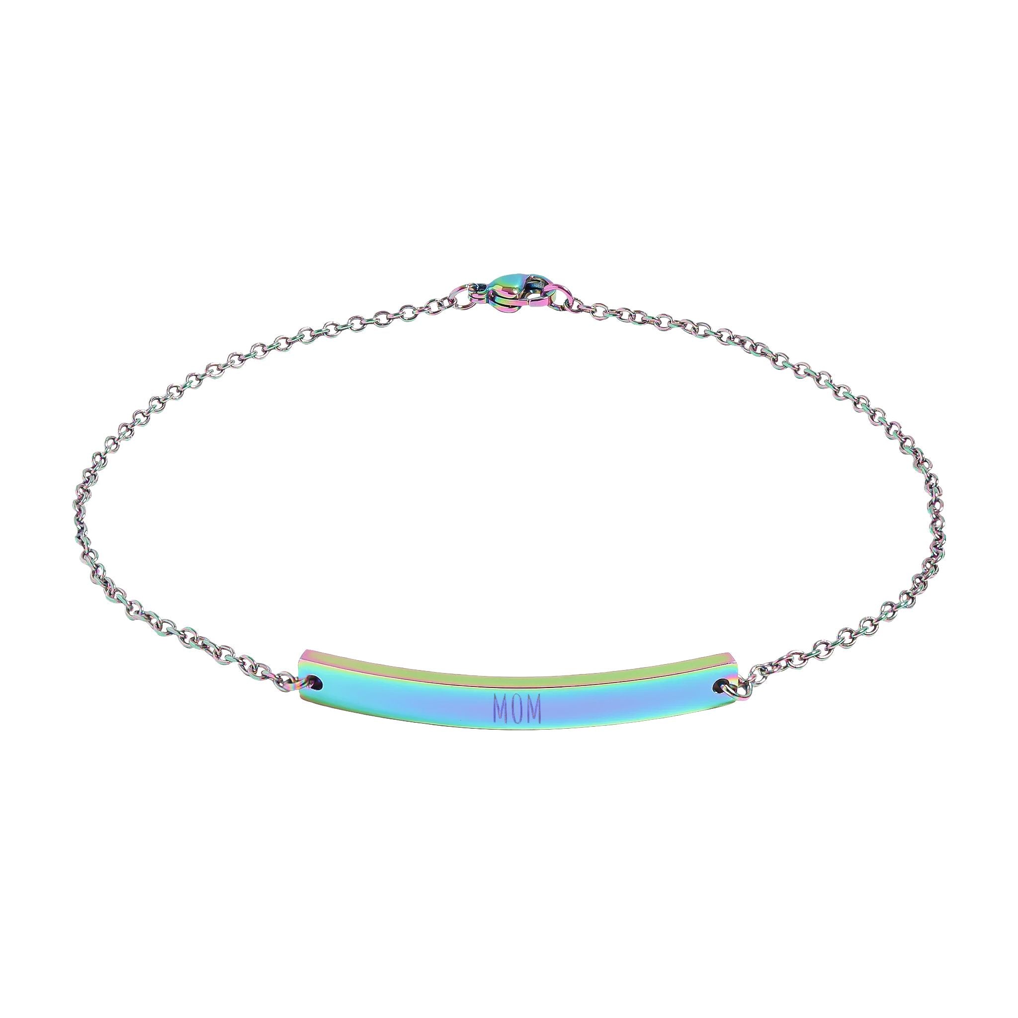 Custom Engravable Curved Bar Anklet — Personalized Minimalist Rose Gold or Black