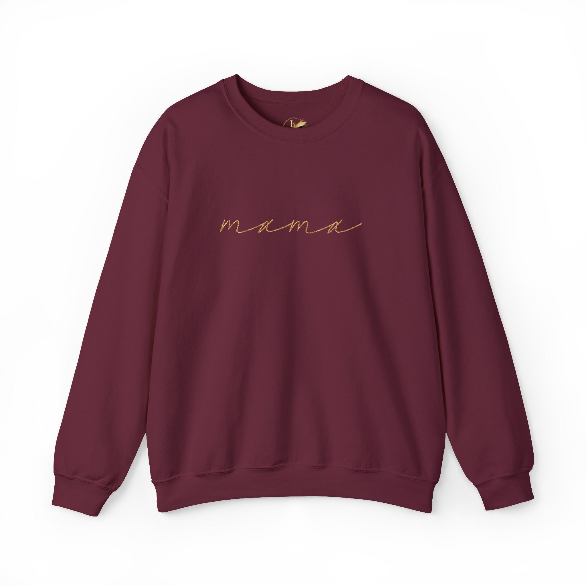 Mama Embroidery Crewneck Sweatshirt — Minimal Rose Gold Script