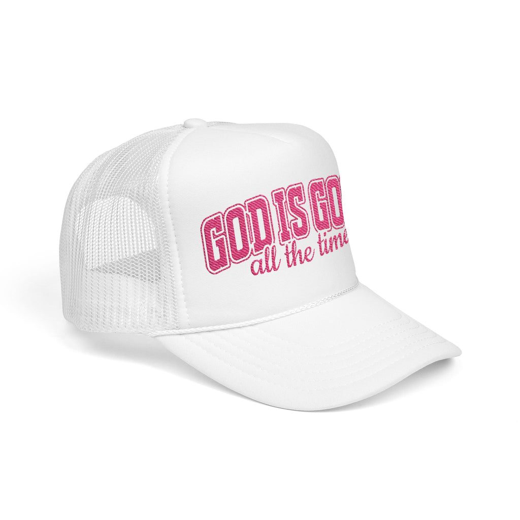 God Is Good Trucker Hat — Hot Pink Design
