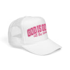 God Is Good Trucker Hat — Hot Pink Design