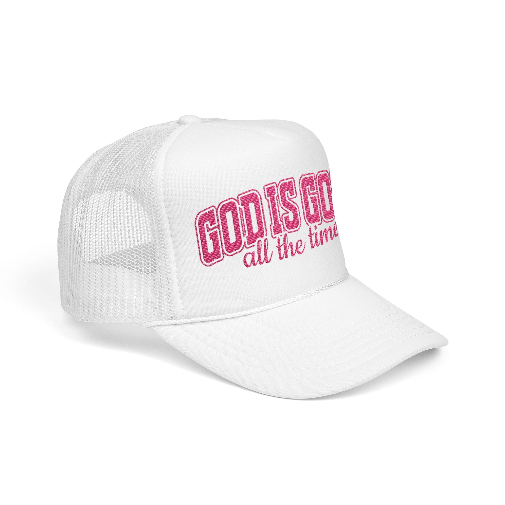 God Is Good Trucker Hat — Hot Pink Design