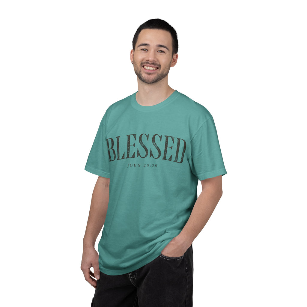 Blessed Christian T-Shirt — 'BLESSED' with John 20:25 Scripture Tee