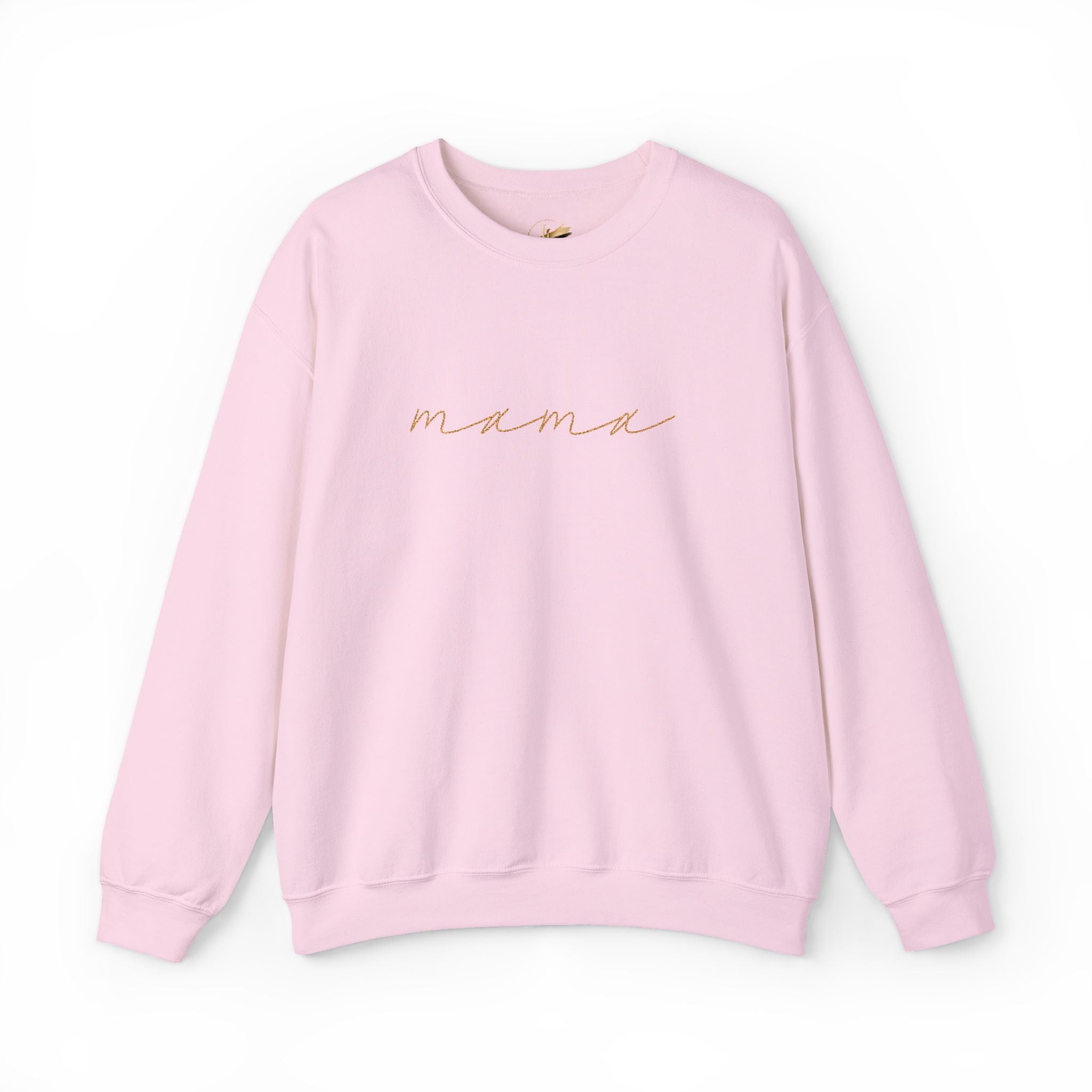 Mama Embroidery Crewneck Sweatshirt — Minimal Rose Gold Script