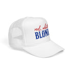 Red, White & Blonde Trucker Hat — Patriotic Blonde Foam Trucker Hat
