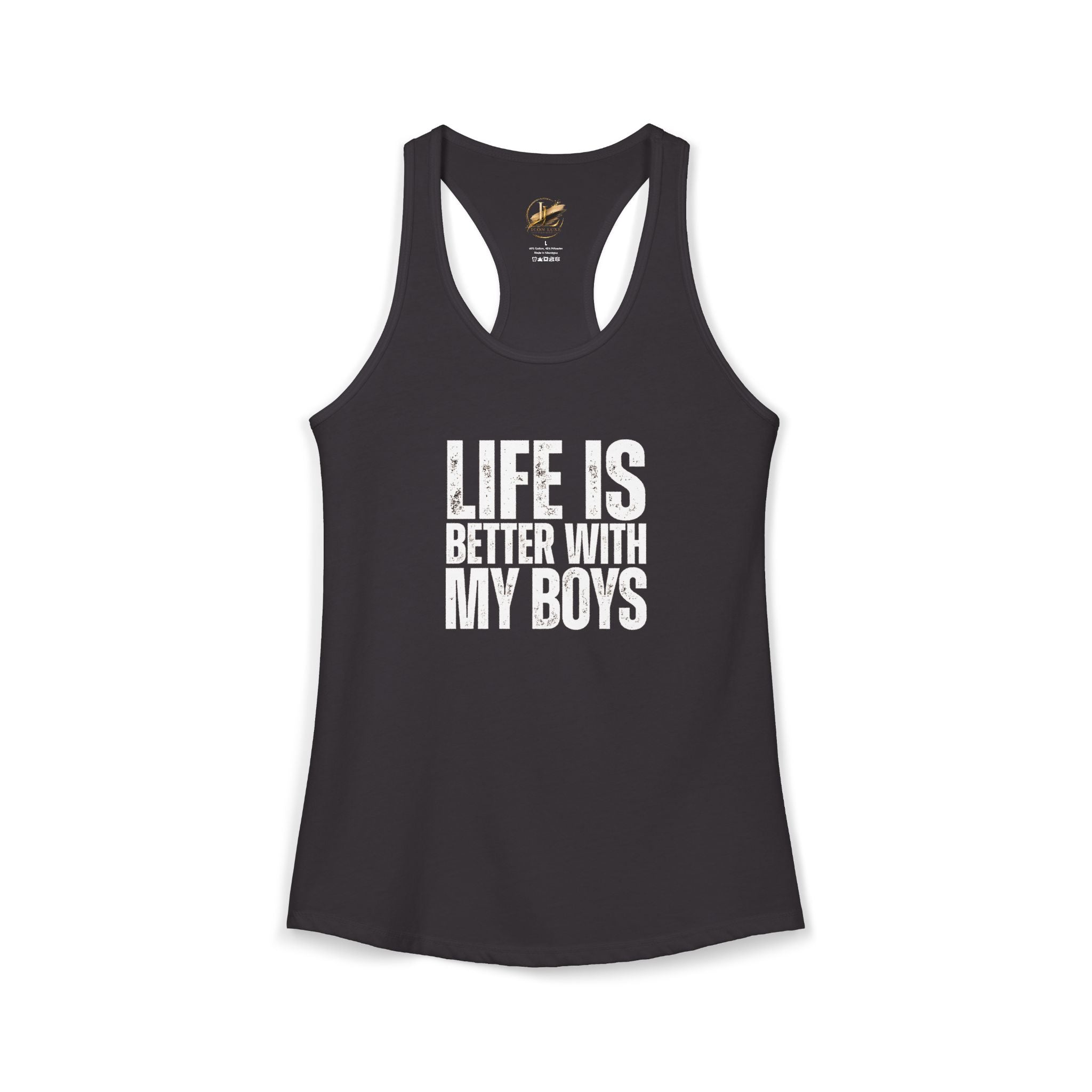 "Life is better with my boys" Mom, Women's Ideal Racerback Tank