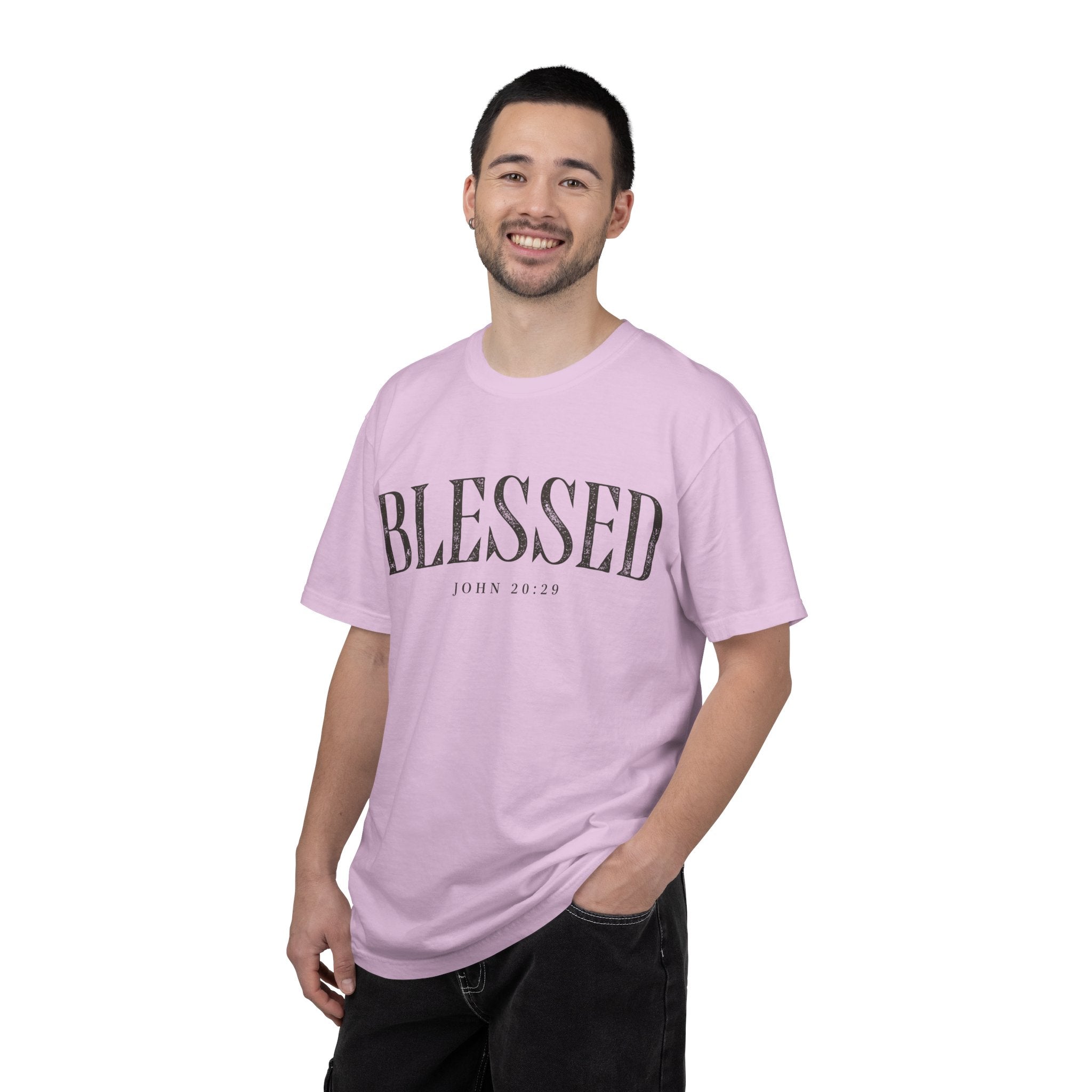 Blessed Christian T-Shirt — 'BLESSED' with John 20:25 Scripture Tee