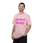 Physical Therapy T-Shirt — Pink Text Rehab Tee for Physical Therapists & Students