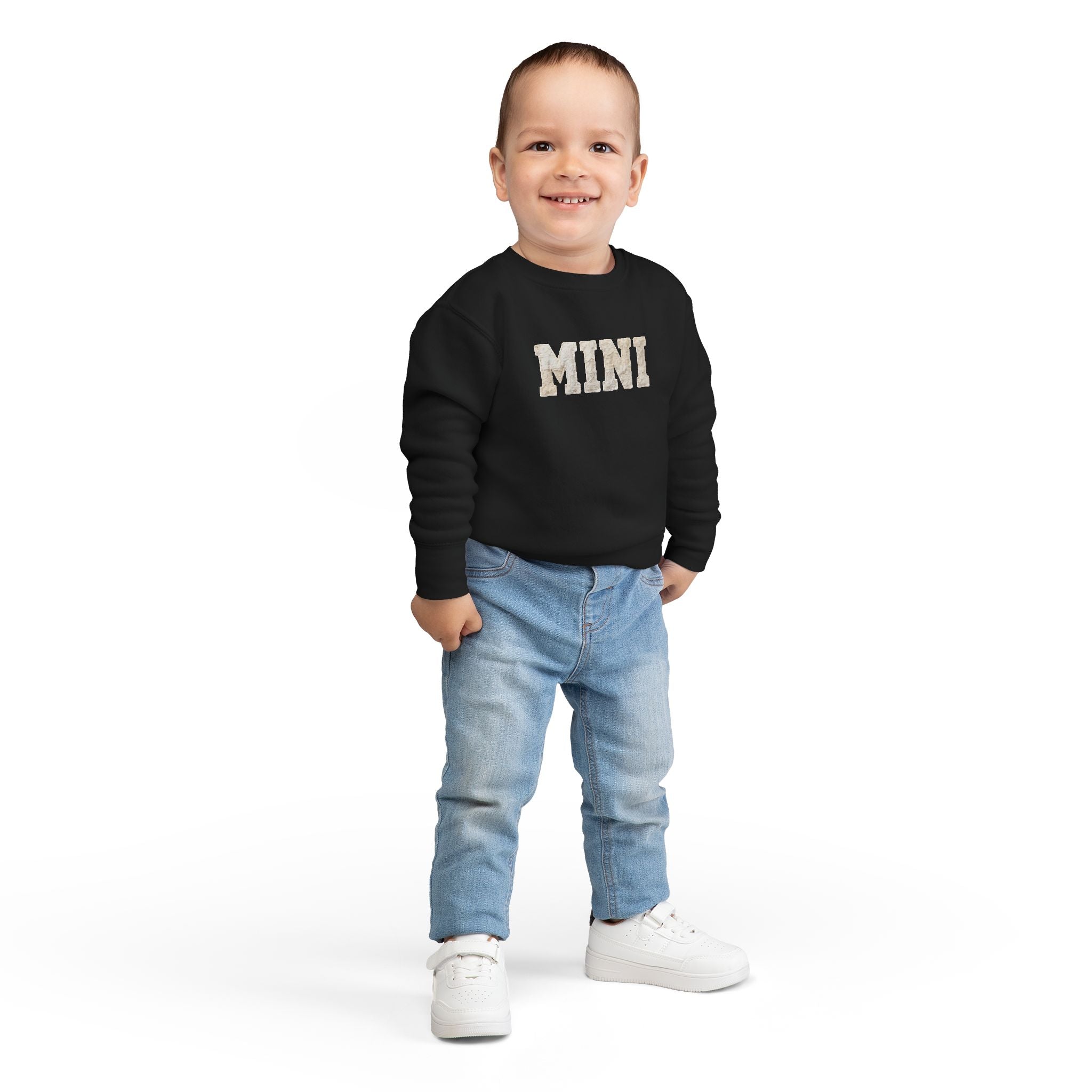 Mini Toddler Sweatshirt — Neutral Lettering Pullover
