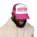 God Is Good Trucker Hat — Hot Pink Design
