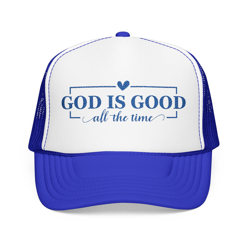 God Is Good Trucker Hat — Royal Blue Design