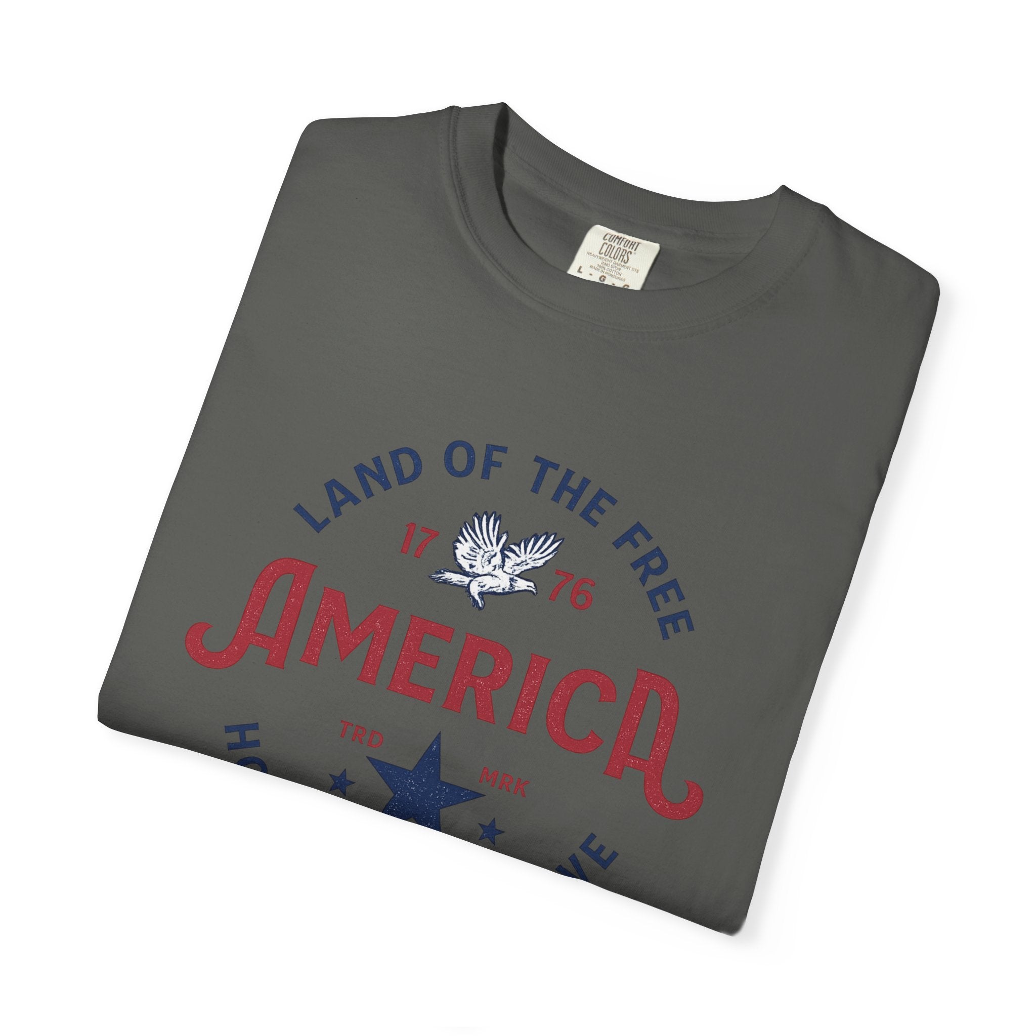 America Land of the Free Graphic T-Shirt — Patriotic 1776 Home of the Brave Tee