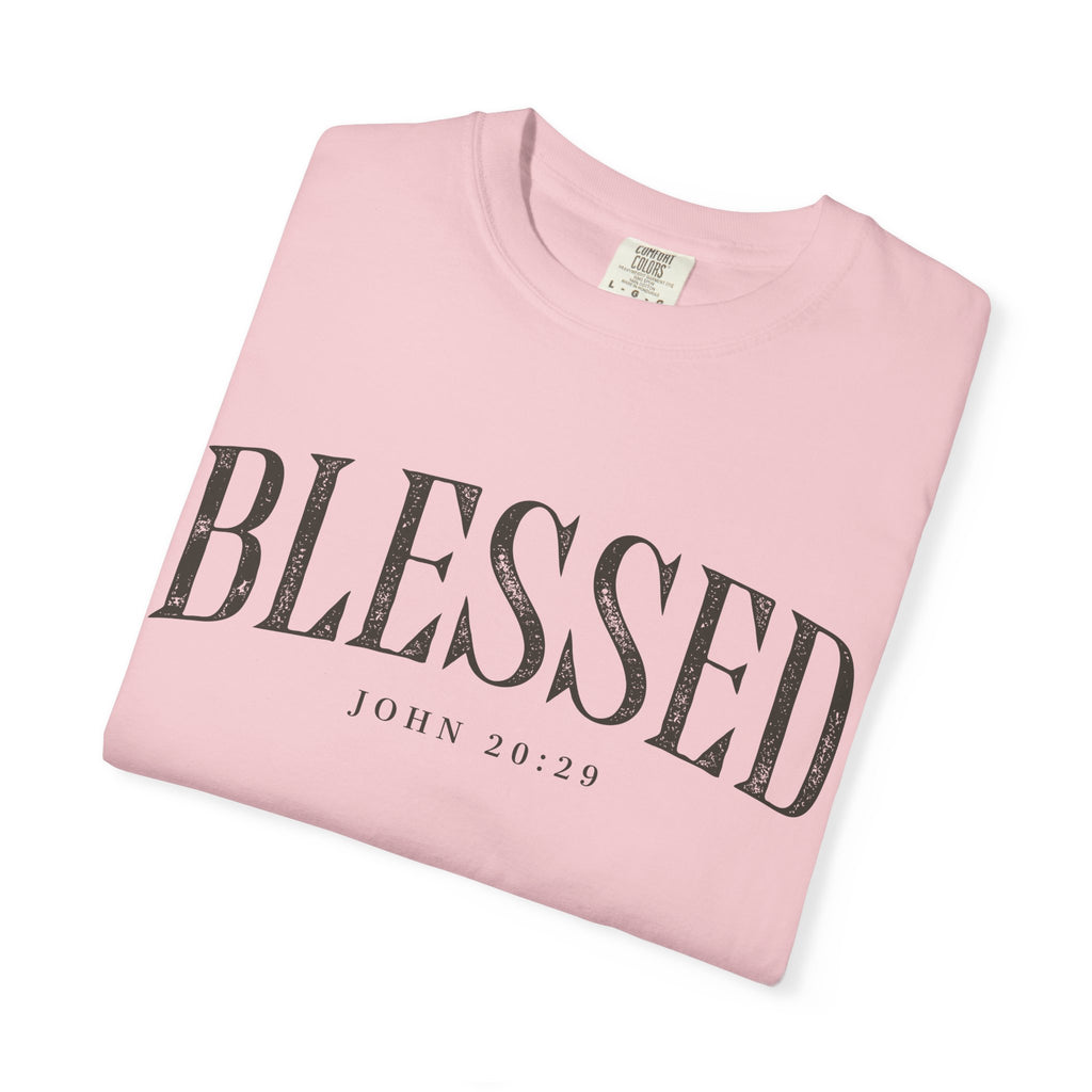 Blessed Christian T-Shirt — 'BLESSED' with John 20:25 Scripture Tee
