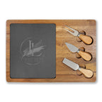 Custom Engraved Acacia Charcuterie Board with Slate Insert & Cheese Tools