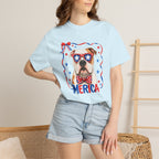 T-Shirt | 'Merica Patriotic Dog Graphic Tee – American Flag Sunglasses & Bow Tie