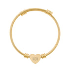 Customized Engravable Heart Cuff Bracelet — Personalized Initials Stainless Steel Bangle (Silver or Gold)
