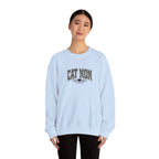 Cat Mom Crewneck Sweatshirt — Vintage Script Cat Face Graphic