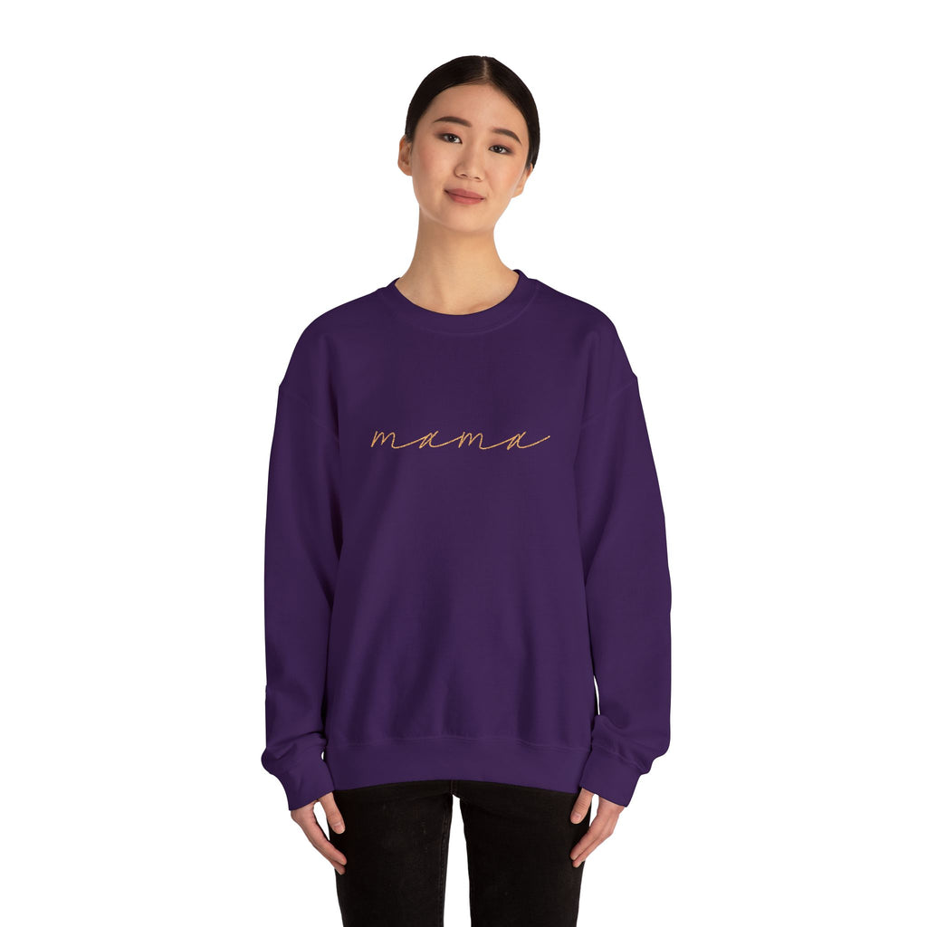 Mama Embroidery Crewneck Sweatshirt — Minimal Rose Gold Script