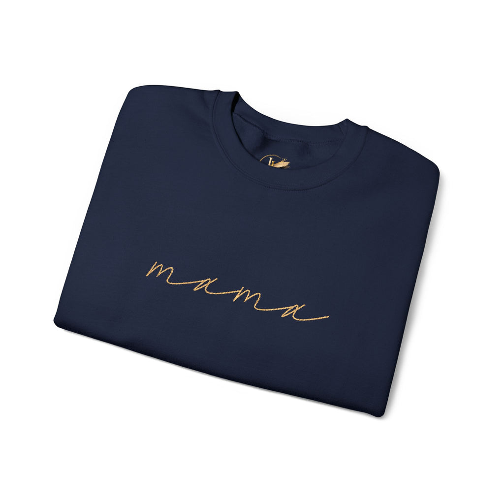 Mama Embroidery Crewneck Sweatshirt — Minimal Rose Gold Script