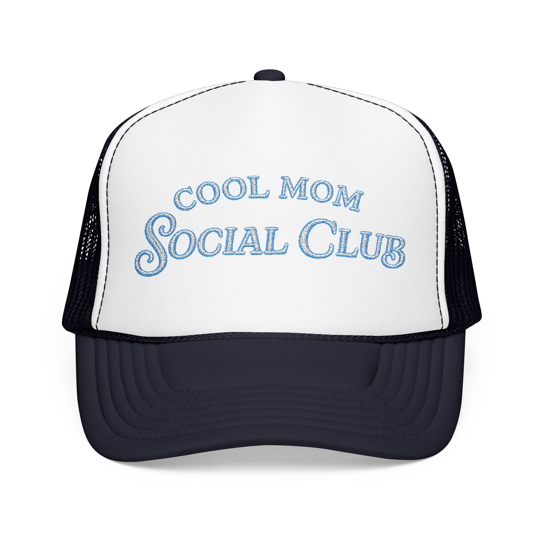 Cool Mom Social Club Trucker Hat — Embroidered Foam Mesh Cap for Stylish Moms