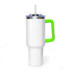 Custom 40oz Vacuum Tumbler – White Tumbler with colorful handle