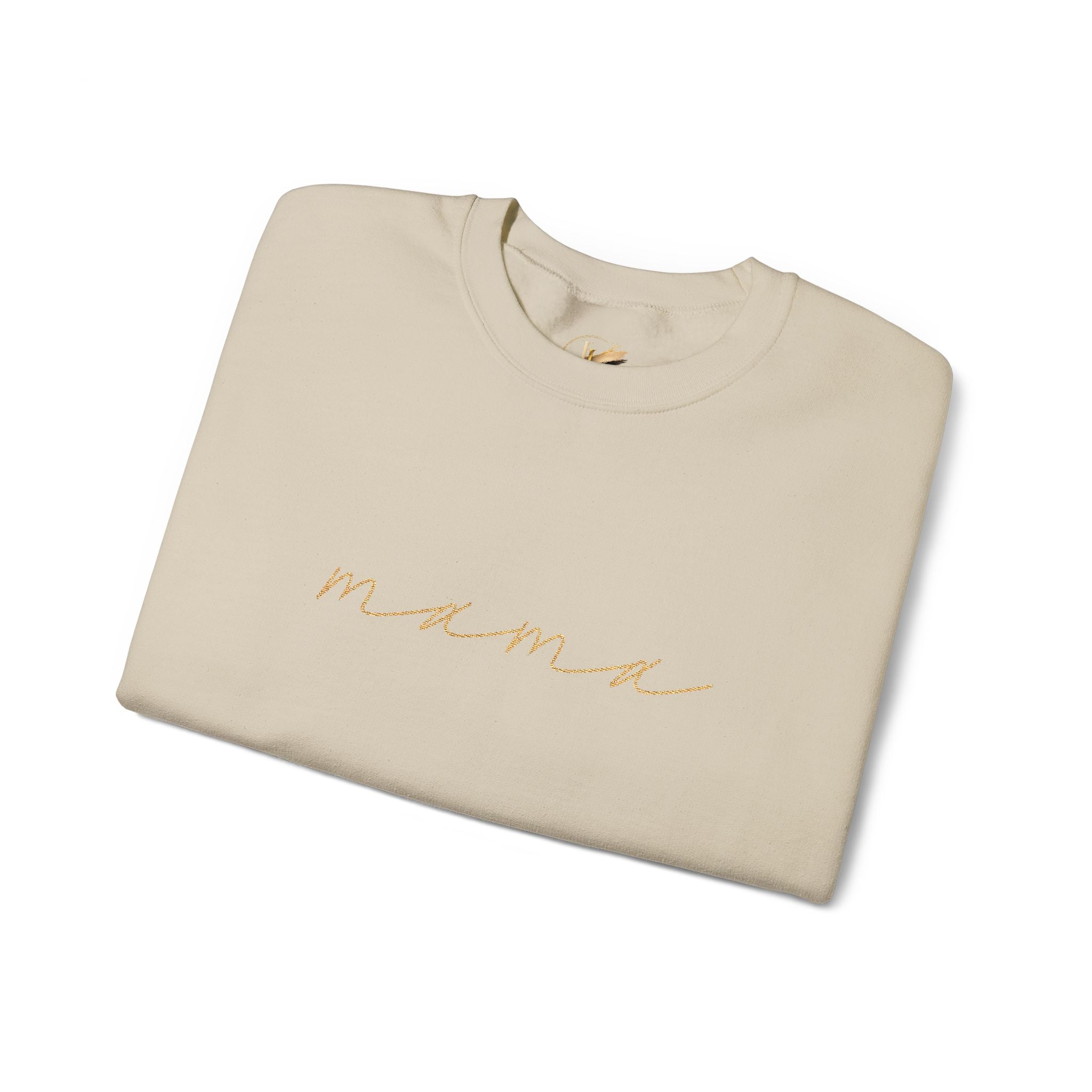 Mama Embroidery Crewneck Sweatshirt — Minimal Rose Gold Script