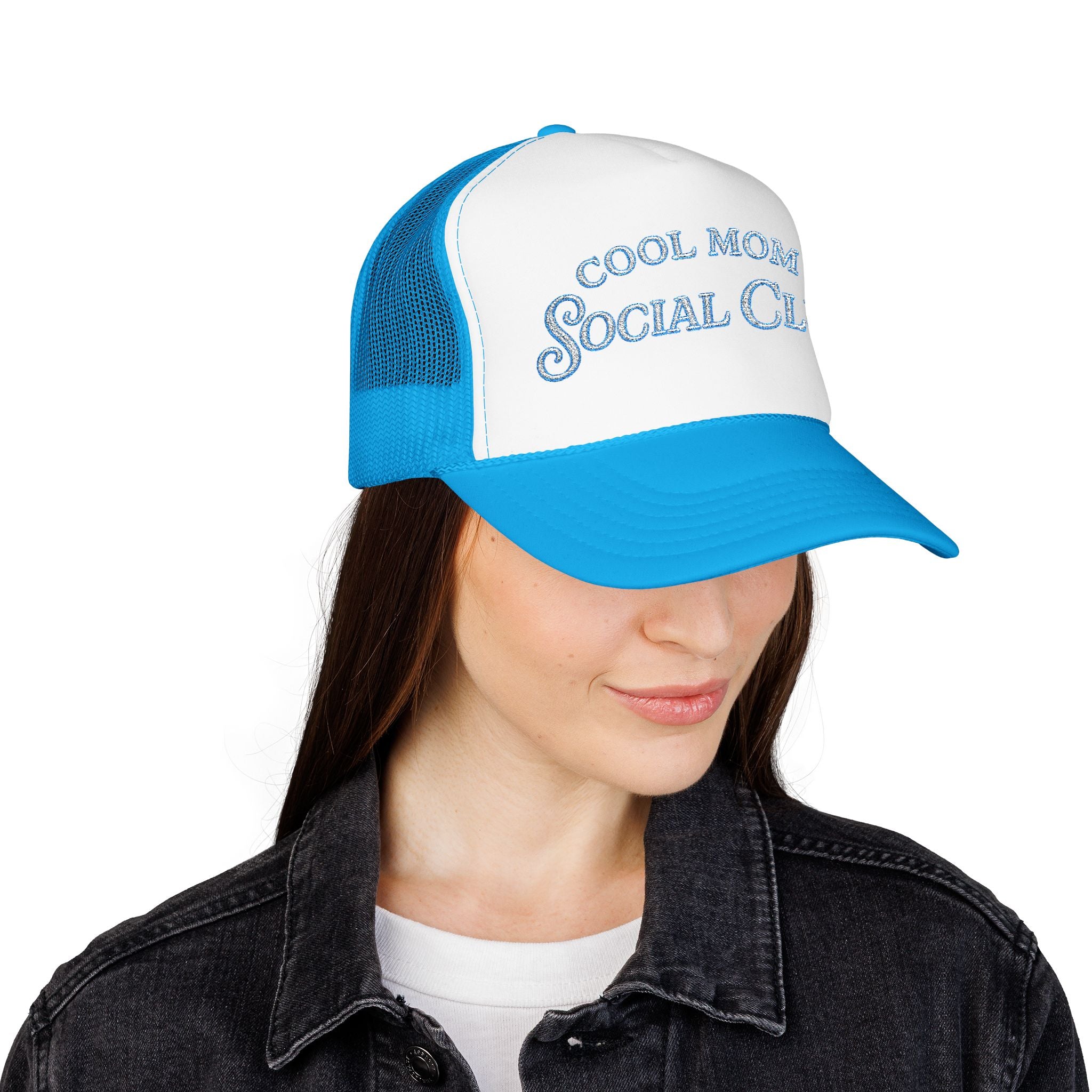 Cool Mom Social Club Trucker Hat — Embroidered Foam Mesh Cap for Stylish Moms