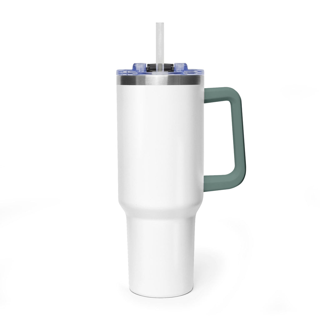 Custom 40oz Vacuum Tumbler – White Tumbler with colorful handle