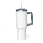 Custom 40oz Vacuum Tumbler – White Tumbler with colorful handle